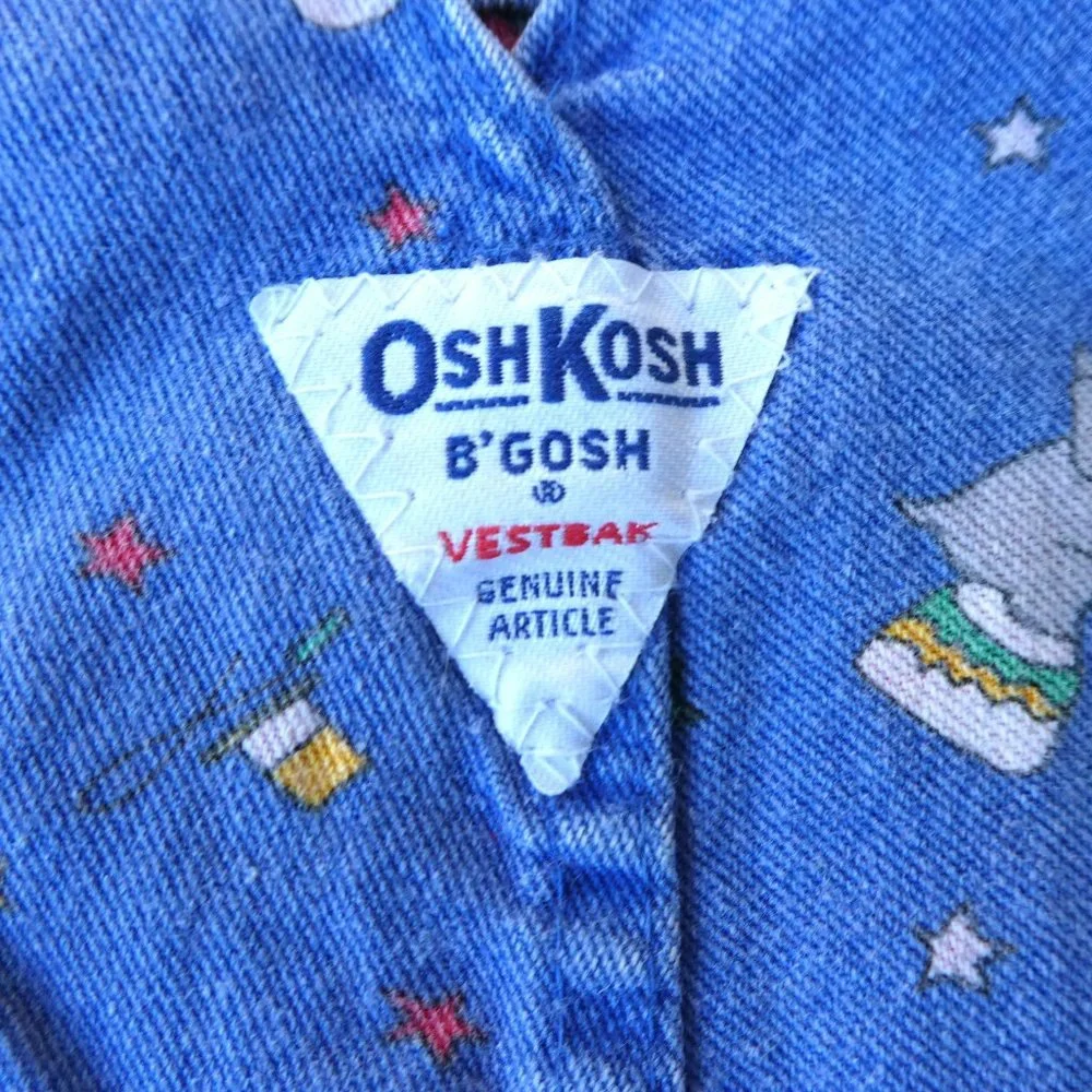Vintage OshKosh B'gosh Vestbak Blue Denim Circus Elephants Overalls Union USA